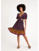 Border Hem Detail Tie Front Purple Floral Summer Dress